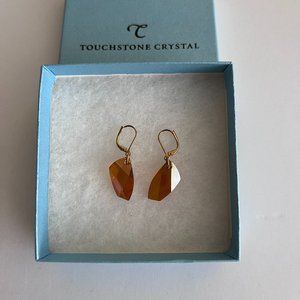 Touchstone Crystal Amber Crystal Earrings - New in Box
